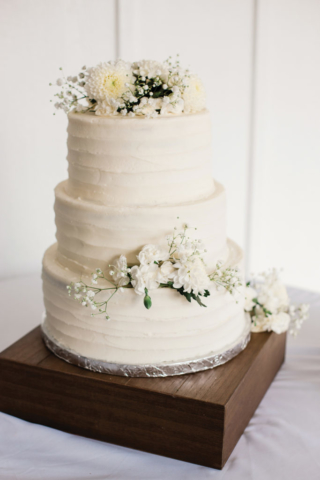 Ashlyn + Brock Harrell wedding Oak Meadow white wedding cake