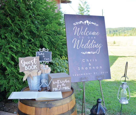 Shannon + Chris Naylor wedding welcome sign and table