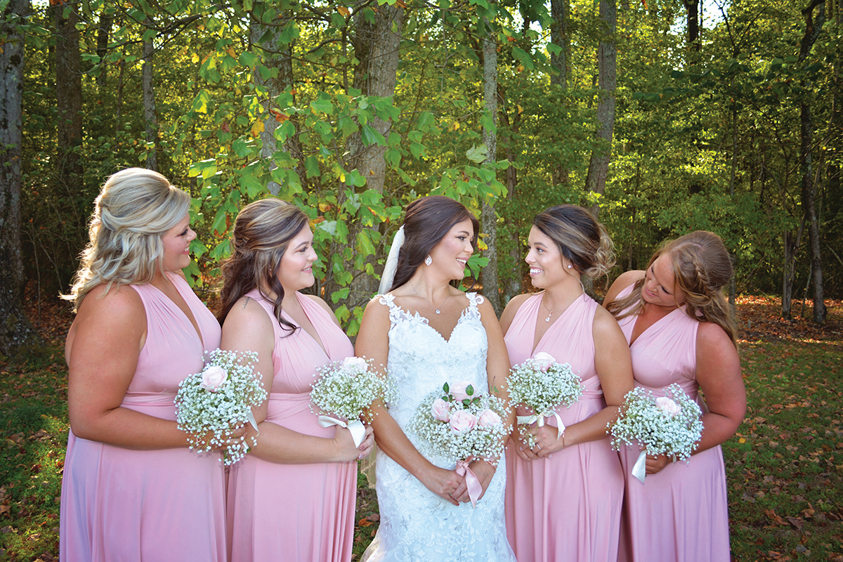 Shannon + Chris Naylor wedding bridesmaids pink dresses