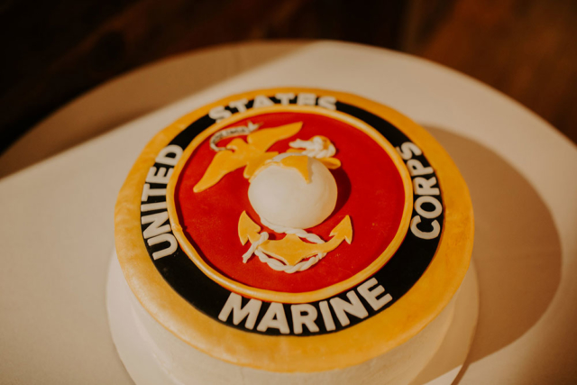 Mary-Catherine and Christopher grooms cake Marine Corps