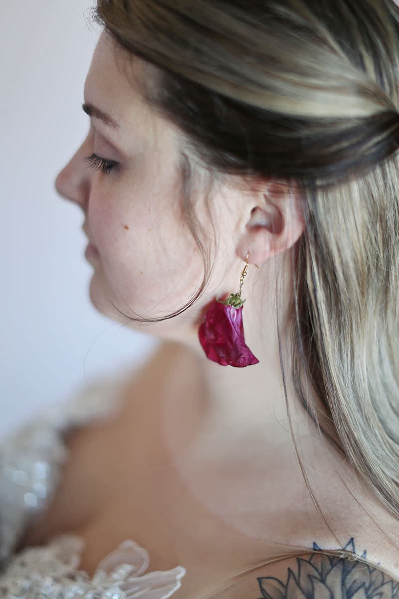 wedding fresh flower earring