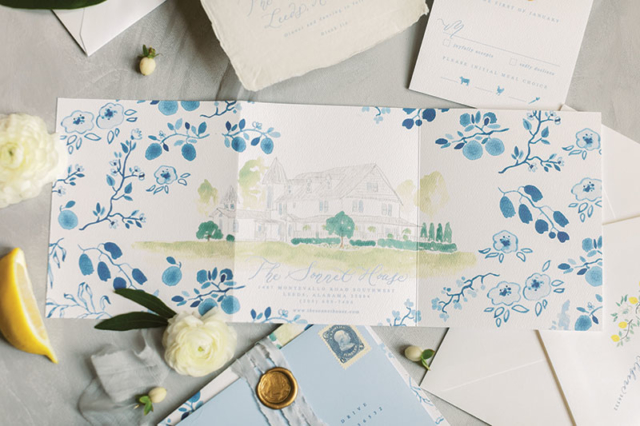 southern wedding country invitation details