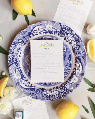 southern wedding country blue detailed plate