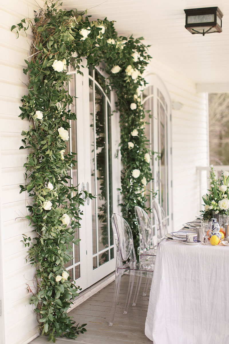 southern wedding country ivy green archway
