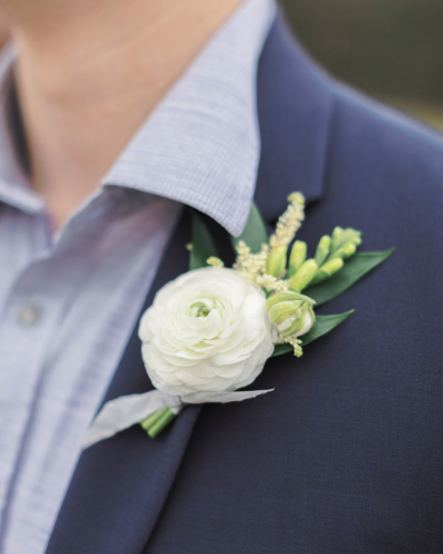southern wedding country boutonniere groom white and green