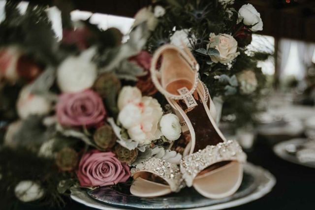 bride high heels closeup