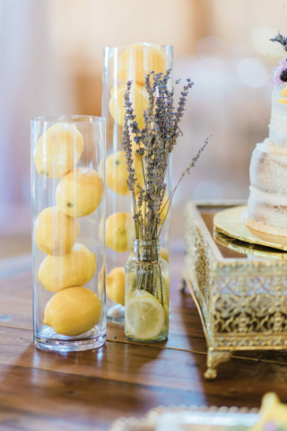 lemon and lavender table decor wedding